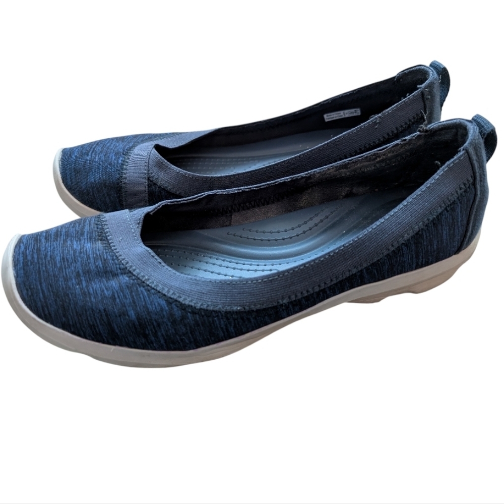 Crocs Busy Day Ballet Flats Women 9 Blue Slip On Stretch - Picture 6 of 13
